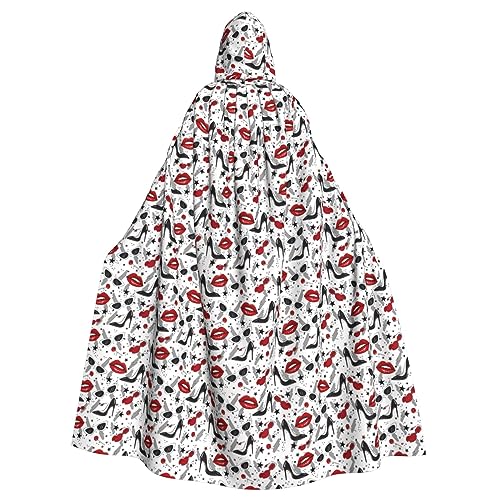 JBJGKHLP Lippen-High-Heels-Aufdruck, atmungsaktiv, Unisex, volle Länge, Kapuzenumhang für Halloween, Cosplay, Festivals JBJGKHLP Lippen-High-Heels-Aufdruck, atmungsaktiv, Unisex, volle Länge, Kapuzenumhang für Halloween, Cosplay, Festivals von JBJGKHLP