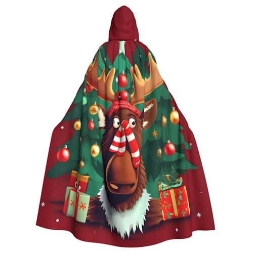 JBJGKHLP Lustiger Weihnachts-Elch-Aufdruck, atmungsaktiv, Unisex, volle Länge, Kapuzenumhang für Halloween, Cosplay, Festivals JBJGKHLP Lustiger Weihnachts-Elch-Aufdruck, atmungsaktiv, Unisex, volle Länge, Kapuzenumhang für Halloween, Cosplay, Festivals von JBJGKHLP