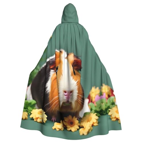 JBJGKHLP Meerschweinchen-Aufdruck, atmungsaktiv, Unisex, mit Kapuze, für Halloween, Cosplay, Festivals von JBJGKHLP