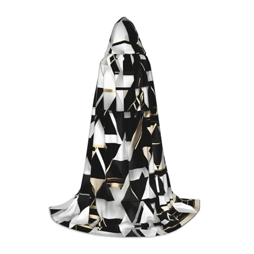 JBJGKHLP Modischer, moderner schwarz-weiß-goldener Dreiecks-Druck, Unisex, Kapuzenumhang, Robe, Karneval, Halloween, Cosplay, Weihnachten, bequem, stilvoll JBJGKHLP Modischer, moderner schwarz-weiß-goldener Dreiecks-Druck, Unisex, Kapuzenumhang, Robe, Karneval, Halloween, Cosplay, Weihnachten, bequem, stilvoll von JBJGKHLP