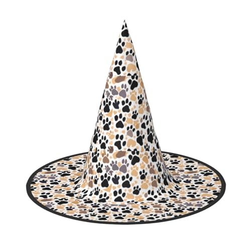 JBJGKHLP Niedlicher Hundepfotenabdruck Halloween Hexenhut Unisex Karneval Cosplay Party Mode Kappe Kostüm Zubehör JBJGKHLP Niedlicher Hundepfotenabdruck Halloween Hexenhut Unisex Karneval Cosplay Party Mode Kappe Kostüm Zubehör von JBJGKHLP