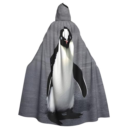 JBJGKHLP Niedlicher Pinguin-Druck, atmungsaktiv, Unisex, mit Kapuze, für Halloween, Cosplay, Festivals von JBJGKHLP
