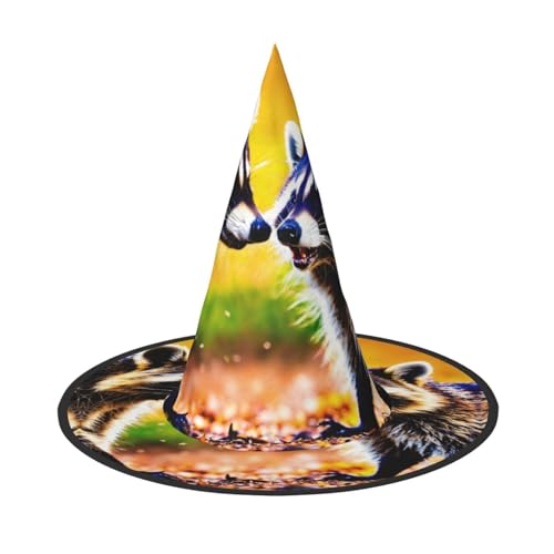 JBJGKHLP Niedlicher Waschbär Print Halloween Hexenhut Unisex Karneval Cosplay Party Mode Cap Kostüm Zubehör JBJGKHLP Niedlicher Waschbär Print Halloween Hexenhut Unisex Karneval Cosplay Party Mode Cap Kostüm Zubehör von JBJGKHLP