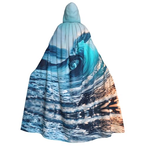 JBJGKHLP Ocean Sea Wave Print Unisex Erwachsene Kapuze Langarm Umhang Halloween Weihnachten Karneval Mottopartys von JBJGKHLP