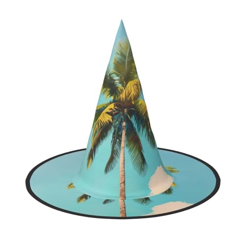 JBJGKHLP Palmen-Druck Halloween Hexenhut Unisex Karneval Cosplay Party Mode Cap Kostüm Zubehör von JBJGKHLP