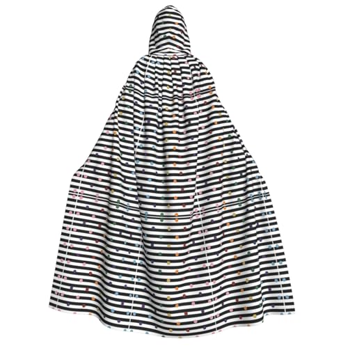 JBJGKHLP Regenbogen, gepunktet, gestreift, schwarz-weißer Druck, Unisex, Erwachsene, mit Kapuze, langärmelig, Umhang, Halloween, Weihnachten, Karneval, Mottopartys von JBJGKHLP
