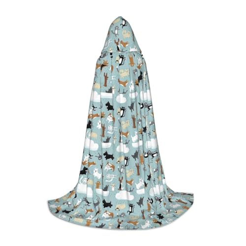 JBJGKHLP Regenmantel mit Katzen und Hunden, Unisex, mit Kapuze, für Karneval, Halloween, Cosplay, Weihnachten, bequem, stilvoll von JBJGKHLP