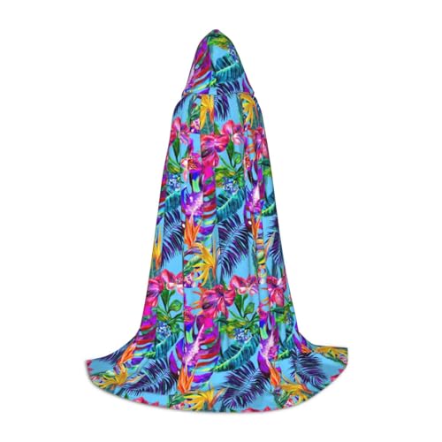 JBJGKHLP Rosafarbene Blume, tropischer Pflanzendruck, Unisex, Kapuzenumhang, Robe, Karneval, Halloween, Cosplay, Weihnachten, bequem, stilvoll von JBJGKHLP