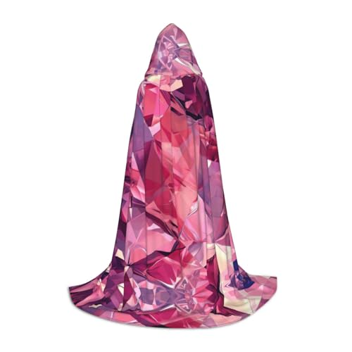 JBJGKHLP Rosafarbener Diamantenmuster-Druck, Unisex, Kapuzenumhang, Robe, Karneval, Halloween, Cosplay, Weihnachten, bequem, stilvoll von JBJGKHLP
