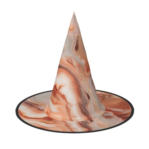 JBJGKHLP Rose Gold Marmor Druck Halloween Hexenhut Unisex Karneval Cosplay Party Mode Cap Kostüm Zubehör von JBJGKHLP
