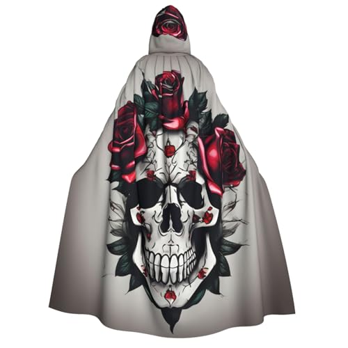 JBJGKHLP Roter Rosen-Totenkopf-Druck, Unisex, Erwachsene, mit Kapuze, langärmelig, Umhang, Halloween, Weihnachten, Karneval, Mottopartys JBJGKHLP Roter Rosen-Totenkopf-Druck, Unisex, Erwachsene, mit Kapuze, langärmelig, Umhang, Halloween, Weihnachten, Karneval, Mottopartys von JBJGKHLP