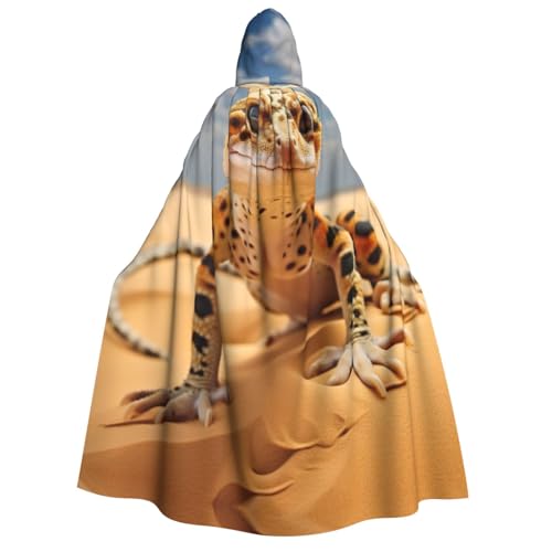 JBJGKHLP Sand-Leoparden-Gecko-Druck, Unisex, Erwachsene, mit Kapuze, langärmelig, Umhang, Halloween, Weihnachten, Karneval, Mottopartys von JBJGKHLP