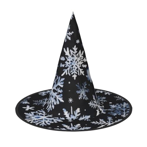 JBJGKHLP Schneemann Sterne und Schneeflocken Druck Halloween Hexenhut Unisex Karneval Cosplay Party Mode Cap Kostüm Zubehör von JBJGKHLP