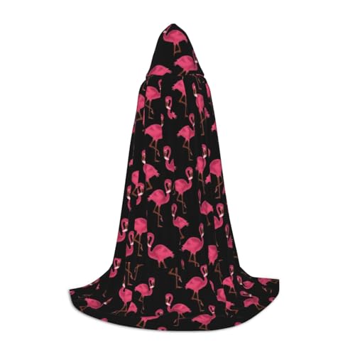 JBJGKHLP Schöner rosa Flamingo-Druck, Unisex, Kapuzenumhang, Robe, Karneval, Halloween, Cosplay, Weihnachten, bequem, stilvoll von JBJGKHLP