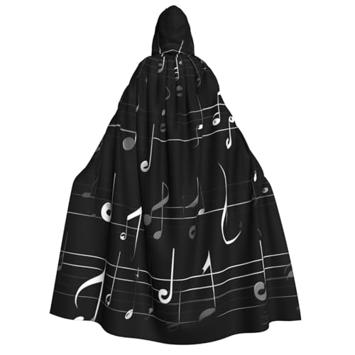 JBJGKHLP Schwarzer Umhang mit Musiknoten-Druck, Unisex, Erwachsene, mit Kapuze, langärmelig, für Halloween, Weihnachten, Karneval, Mottopartys JBJGKHLP Schwarzer Umhang mit Musiknoten-Druck, Unisex, Erwachsene, mit Kapuze, langärmelig, für Halloween, Weihnachten, Karneval, Mottopartys von JBJGKHLP