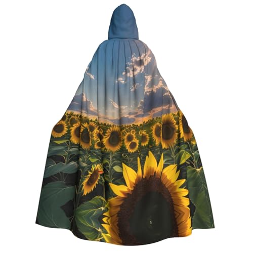 JBJGKHLP Sonnenblumen, Sonnenlicht-Druck, Unisex, Erwachsene, mit Kapuze, langärmelig, Umhang, Halloween, Weihnachten, Karneval, Mottopartys von JBJGKHLP