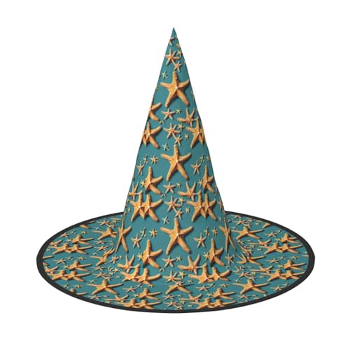 JBJGKHLP Strand Seestern Druck Halloween Hexenhut Unisex Karneval Cosplay Party Mode Cap Kostüm Zubehör JBJGKHLP Strand Seestern Druck Halloween Hexenhut Unisex Karneval Cosplay Party Mode Cap Kostüm Zubehör von JBJGKHLP