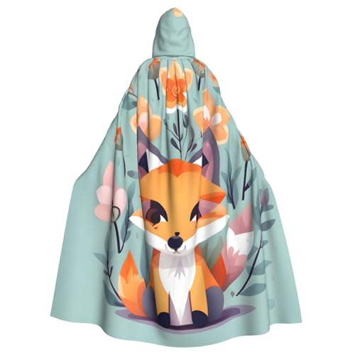 JBJGKHLP Süßer Fuchs-Blumen-Druck, atmungsaktiv, Unisex, volle Länge, Kapuzenumhang für Halloween, Cosplay, Festivals JBJGKHLP Süßer Fuchs-Blumen-Druck, atmungsaktiv, Unisex, volle Länge, Kapuzenumhang für Halloween, Cosplay, Festivals von JBJGKHLP