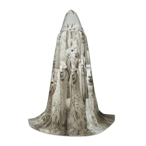 JBJGKHLP Süßer Lama-Druck, Unisex, Kapuzenumhang, Robe, Karneval, Halloween, Cosplay, Weihnachten, bequem, stilvoll von JBJGKHLP