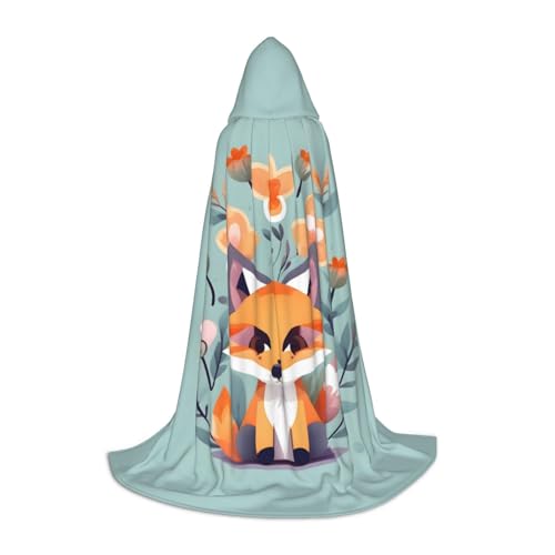 JBJGKHLP Süßer Tier-Fuchs-Blumen-Druck, Unisex, Kapuzenumhang, Robe, Karneval, Halloween, Cosplay, Weihnachten, bequem, stilvoll JBJGKHLP Süßer Tier-Fuchs-Blumen-Druck, Unisex, Kapuzenumhang, Robe, Karneval, Halloween, Cosplay, Weihnachten, bequem, stilvoll von JBJGKHLP