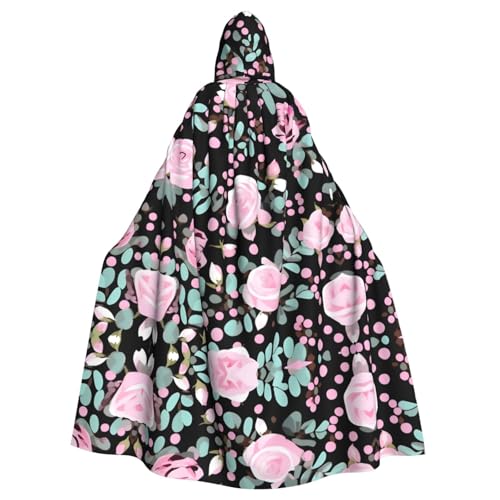JBJGKHLP Süßer rosafarbener Rosen-Mix, Leopardenmuster, atmungsaktiv, Unisex, Kapuzenumhang in voller Länge, für Halloween, Cosplay, Festivals JBJGKHLP Süßer rosafarbener Rosen-Mix, Leopardenmuster, atmungsaktiv, Unisex, Kapuzenumhang in voller Länge, für Halloween, Cosplay, Festivals von JBJGKHLP
