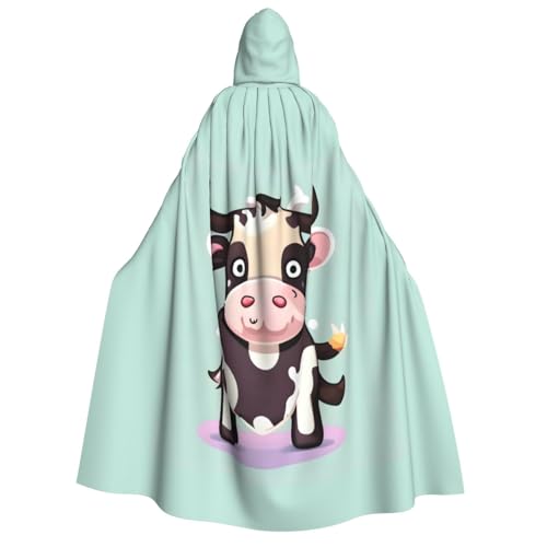 JBJGKHLP Süßer schwarzer Kuh-Druck, Unisex, Erwachsene, mit Kapuze, langärmelig, Umhang, Halloween, Weihnachten, Karneval, Mottopartys von JBJGKHLP
