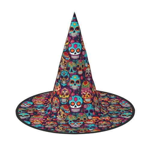 JBJGKHLP Sugar Skulls Print Halloween Hexenhut Unisex Karneval Cosplay Party Mode Cap Kostüm Zubehör JBJGKHLP Sugar Skulls Print Halloween Hexenhut Unisex Karneval Cosplay Party Mode Cap Kostüm Zubehör von JBJGKHLP