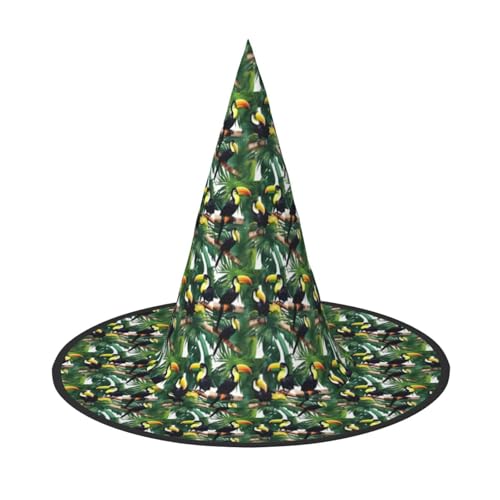 JBJGKHLP Tukane Papagei Palme Blätter Druck Halloween Hexenhut Unisex Karneval Cosplay Party Mode Kappe Kostüm Zubehör JBJGKHLP Tukane Papagei Palme Blätter Druck Halloween Hexenhut Unisex Karneval Cosplay Party Mode Kappe Kostüm Zubehör von JBJGKHLP