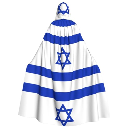 JBJGKHLP Umhang mit Israelischer Flagge, Unisex, Erwachsene, mit Kapuze, langärmelig, für Halloween, Weihnachten, Karneval, Mottopartys von JBJGKHLP