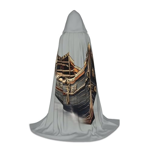 JBJGKHLP Umhang mit Kapuze, Motiv: alte Wikingerboote, Unisex, Karneval, Halloween, Cosplay, Weihnachten, bequem, stilvoll von JBJGKHLP