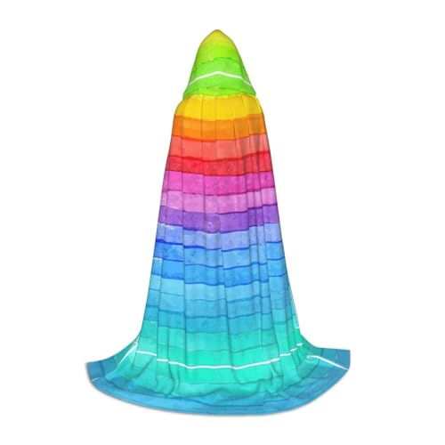 JBJGKHLP Umhang mit Kapuze in Regenbogenfarben, gestreift, Unisex, Karneval, Halloween, Cosplay, Weihnachten, bequem, stilvoll von JBJGKHLP