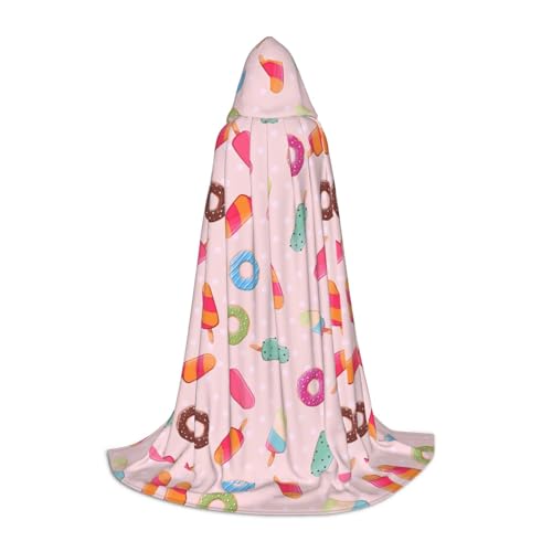 JBJGKHLP Umhang mit Kapuze und Eiscreme-Aufdruck, Unisex, für Karneval, Halloween, Cosplay, Weihnachten, bequem, stilvoll von JBJGKHLP
