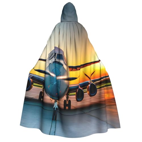 JBJGKHLP Umhang mit Kapuze und Kapuze, Motiv: Flugzeug bei Sonnenuntergängen, Unisex, für Halloween, Weihnachten, Karneval, Mottopartys von JBJGKHLP