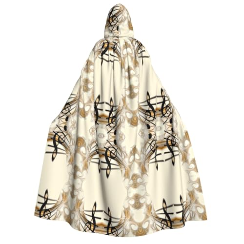 JBJGKHLP Umhang mit Musiknoten-Aufdruck, Unisex, Erwachsene, mit Kapuze, langärmelig, Halloween, Weihnachten, Karneval, Mottopartys von JBJGKHLP