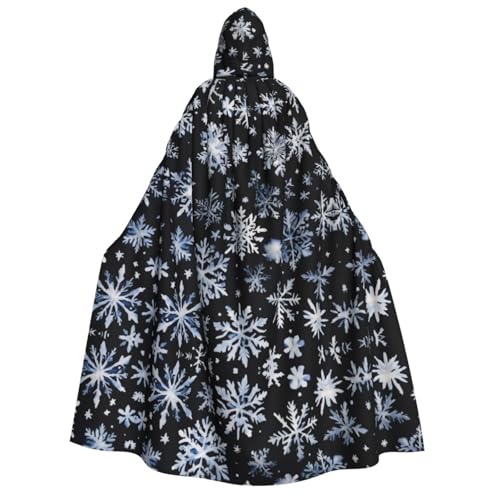 JBJGKHLP Umhang mit Schneemann, Sternen und Schneeflocken, Unisex, Erwachsene, mit Kapuze, langärmelig, für Halloween, Weihnachten, Karneval, Mottopartys von JBJGKHLP