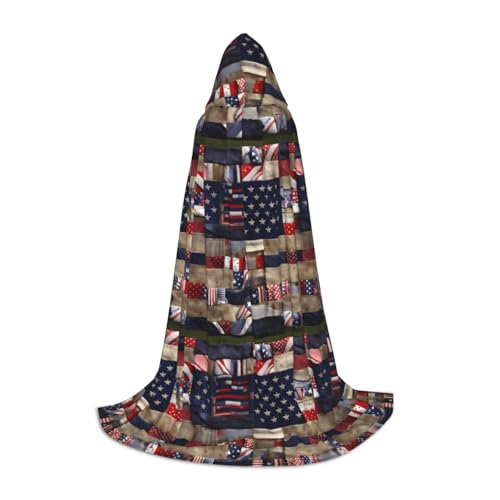 JBJGKHLP Umhang mit amerikanischer Flagge, Patchwork-Druck, Unisex, mit Kapuze, Karneval, Halloween, Cosplay, Weihnachten, bequem, stilvoll JBJGKHLP Umhang mit amerikanischer Flagge, Patchwork-Druck, Unisex, mit Kapuze, Karneval, Halloween, Cosplay, Weihnachten, bequem, stilvoll von JBJGKHLP