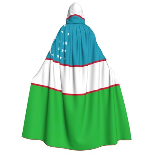 JBJGKHLP Umhang mit der Flagge der Republik Usbekistan, Unisex, Erwachsene, mit Kapuze, langärmelig, für Halloween, Weihnachten, Karneval, Mottopartys von JBJGKHLP