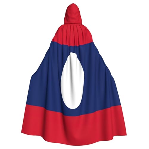 JBJGKHLP Umhang mit der Flagge von Laos, atmungsaktiv, Unisex, mit Kapuze, für Halloween, Cosplay, Festivals von JBJGKHLP