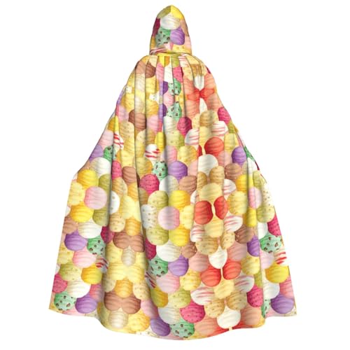JBJGKHLP Unisex Erwachsenen-Umhang mit Kapuze, langärmelig, Eiscreme-Aufdruck, Halloween, Weihnachten, Karneval, Mottopartys von JBJGKHLP