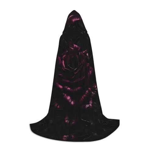JBJGKHLP Unisex Kapuzenumhang mit Gothic-Rosen-Aufdruck, Karneval, Halloween, Cosplay, Weihnachten, bequem, stilvoll von JBJGKHLP