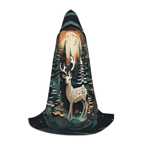 JBJGKHLP Unisex Kapuzenumhang mit Hirschmotiv, für Karneval, Halloween, Cosplay, Weihnachten, bequem, stilvoll von JBJGKHLP
