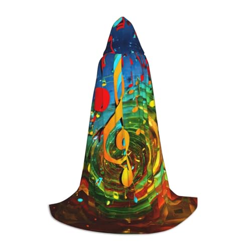 JBJGKHLP Unisex-Kapuzenumhang mit Musiknoten-Aufdruck, Karneval, Halloween, Cosplay, Weihnachten, bequem, stilvoll von JBJGKHLP