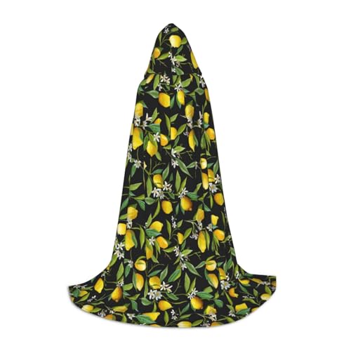 JBJGKHLP Unisex Kapuzenumhang mit Zitronen- und Blumendruck, Karneval, Halloween, Cosplay, Weihnachten, bequem, stilvoll von JBJGKHLP