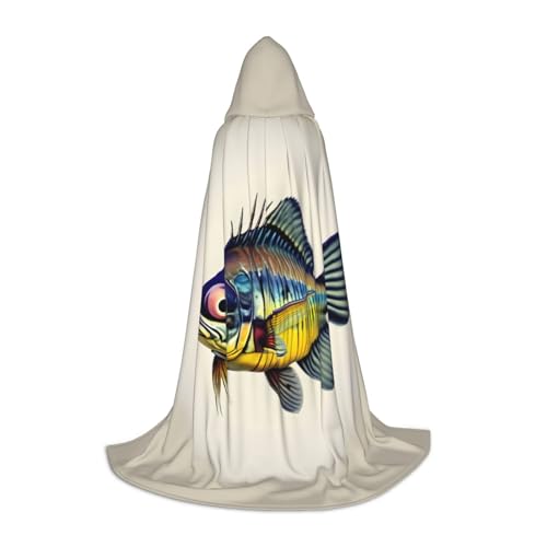 JBJGKHLP Unisex Kapuzenumhang mit gelbem Fischmotiv, Karneval, Halloween, Cosplay, Weihnachten, bequem, stilvoll von JBJGKHLP