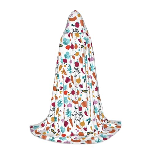 JBJGKHLP Unisex Kapuzenumhang mit gesundem Lebensmittelaufdruck, Karneval, Halloween, Cosplay, Weihnachten, bequem, stilvoll von JBJGKHLP
