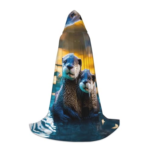 JBJGKHLP Unisex Kapuzenumhang mit süßem braunem Otter-Motiv, Karneval, Halloween, Cosplay, Weihnachten, bequem, stilvoll von JBJGKHLP