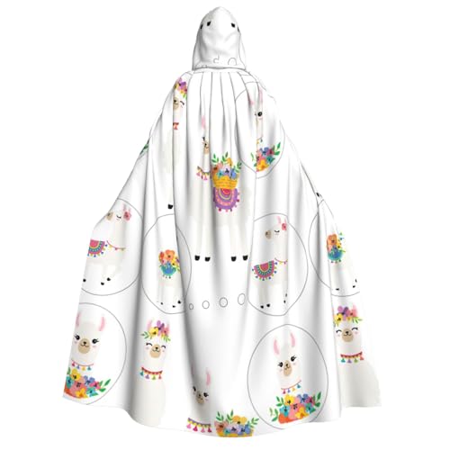 JBJGKHLP Unisex-Umhang mit Kapuze und Lama-Druck, für Halloween, Weihnachten, Karneval, Mottopartys von JBJGKHLP