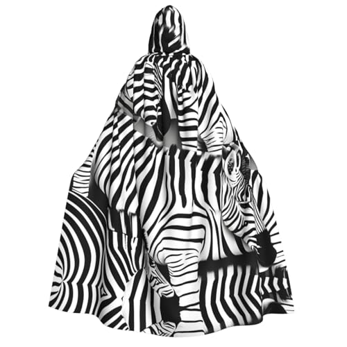 JBJGKHLP Unisex-Umhang mit Kapuze und Zebramuster, langärmelig, für Halloween, Weihnachten, Karneval, Mottopartys von JBJGKHLP