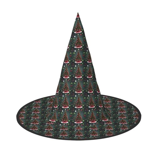 JBJGKHLP Weihnachtsbaum und Kugel Druck Halloween Hexenhut Unisex Karneval Cosplay Party Mode Kappe Kostüm Zubehör von JBJGKHLP