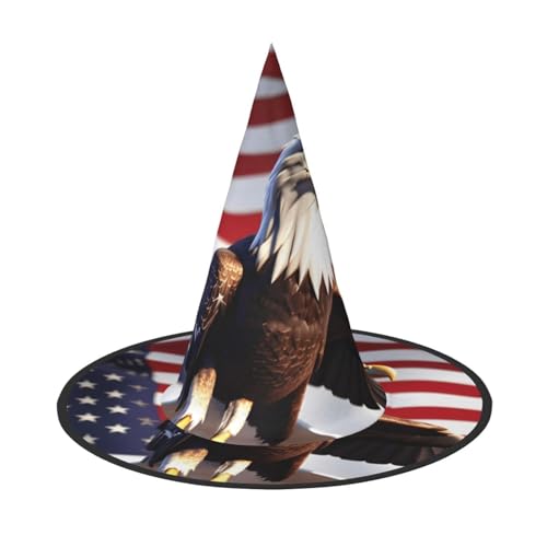 JBJGKHLP Weißkopfseeadler mit amerikanischer Flagge Druck Halloween Hexenhut Unisex Karneval Cosplay Party Mode Kappe Kostüm Zubehör JBJGKHLP Weißkopfseeadler mit amerikanischer Flagge Druck Halloween Hexenhut Unisex Karneval Cosplay Party Mode Kappe Kostüm Zubehör von JBJGKHLP